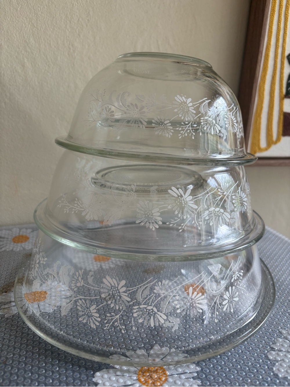 Vintage Pyrex Colonial Mist Clear Nesting Bowls Set of 3